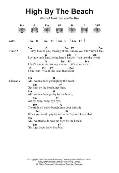 High By The Beach by Lana Del Rey - Guitar Chords/Lyrics - Guitar Instructor