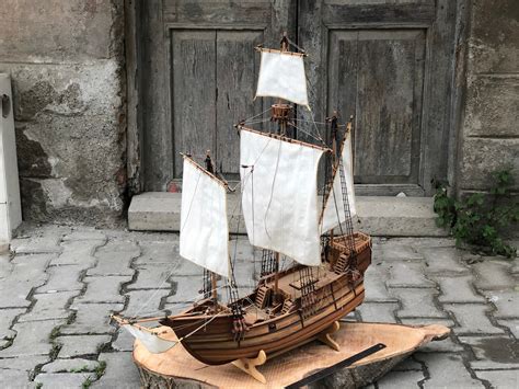 SANTA MARIA SHIP, Wooden Sailing Ship Model, Large Pirate Sailboat, Sailor Gift, Maritime ...