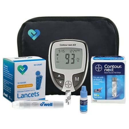 OWell Bayer Contour NEXT EZ Complete Diabetes Blood Glucose Testing Kit, METER, 50 Test Strips ...