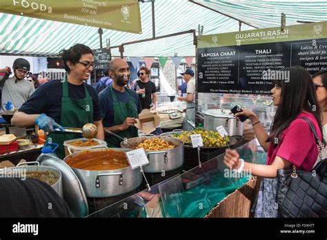 Broadway Market, London E8: Gujarati Rasoi Indian food stall Stock ...