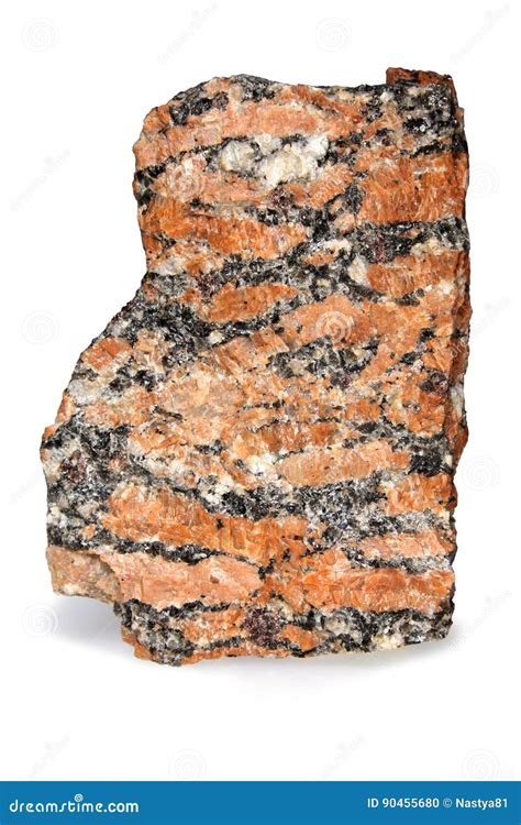 Macro of Red Coarse-grained Granite Rock Isolated on White Background ...