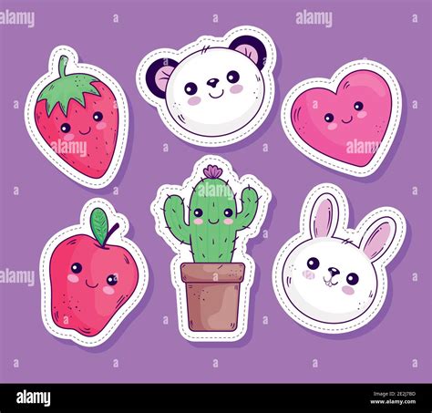 Kawaii stickers cartoons icon collection vector design Stock Vector Image & Art - Alamy