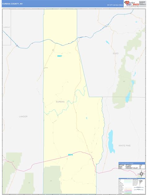 Eureka County, NV Zip Code Wall Map Basic Style by MarketMAPS - MapSales