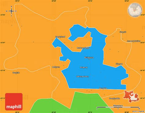 Political Simple Map of Bulawayo Rural