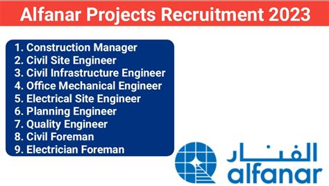 Alfanar Projects Recruitment 2023 | For Foreman , Supervisor And Engineer | Construction Jobs ...