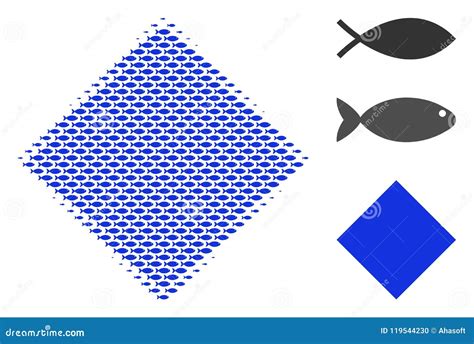 Fish Halftone Filled Rhombus Composition Stock Vector - Illustration of symbol, abstract: 119544230