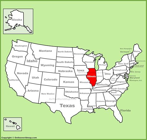 Illinois location on the U.S. Map - Ontheworldmap.com