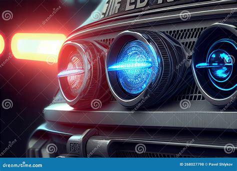 Police Car Lights in Night Time Stock Illustration - Illustration of ...