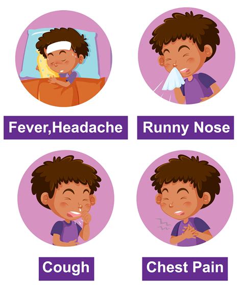 Different symptoms with sick boy 1040150 Vector Art at Vecteezy