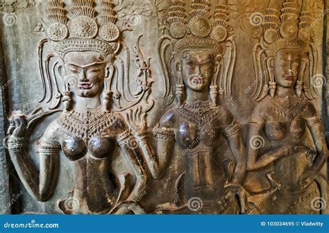 Angkor Dancing Apsara Decoration, Cambodia Stock Image - Image of ...