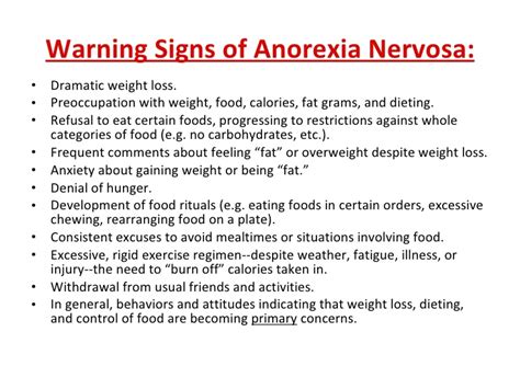 sign symptoms anorexia nervosa