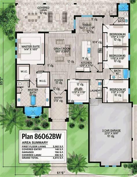 One Story House Plan With Open Floor Plan - 86062BW | Architectural Designs - House Plans