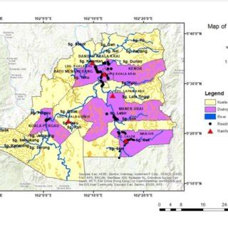 Physical map indicating five rainfall stations in Kuala Krai, Kelantan. | Download Scientific ...