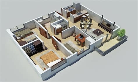 PLANO 3D - CASA/DEPTO - 3 DORMITORIOS Layouts Casa, Bedroom Layouts, House Layouts, Quality ...