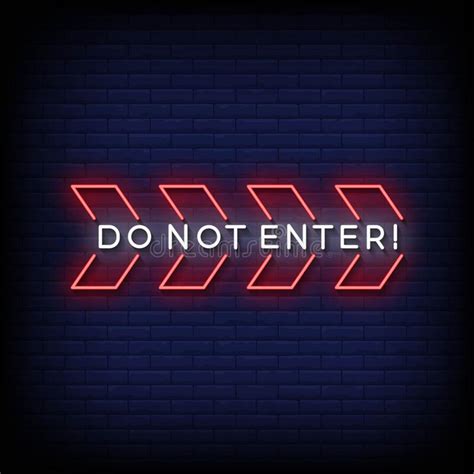 Neon Sign Do Not Enter with Brick Wall Background Vector Stock Illustration - Illustration of ...