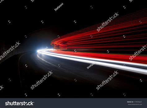 Beautiful Abstract Lights Car Tunnel White Stock Photo 177876641 ...