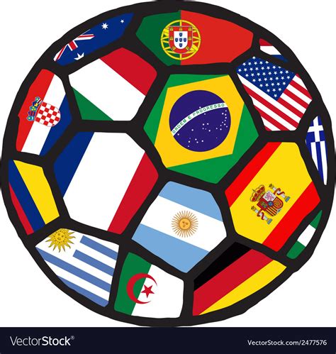 Football soccer ball made of flags Royalty Free Vector Image