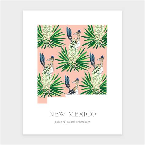 New Mexico State Flower Print NM State Bird Print Fine Art - Etsy