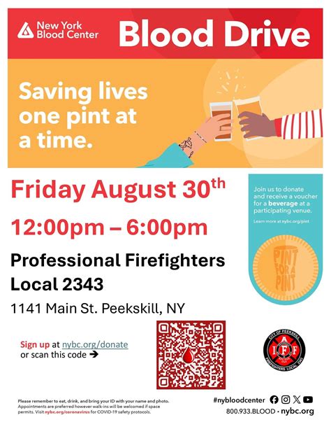 Aug 30 | Peekskill Community Blood Drive - Pair of NY Mets tickets per ...