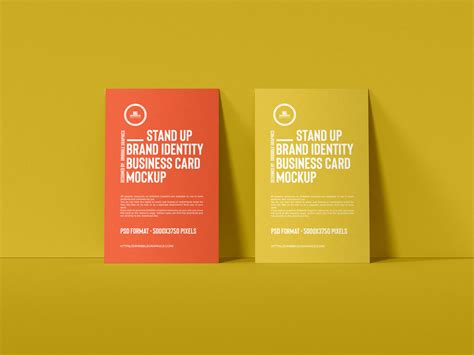 Free Stand Up Vertical Business Card Mockup Design - Mockup Planet