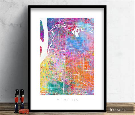 Memphis Map City Street Map of Memphis Tennessee Art Print | Etsy