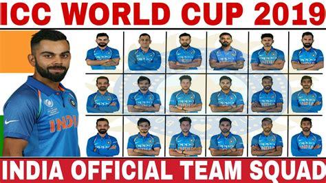 ICC WORLD CUP 2019 INDIA TEAM SQUAD | 25 PLAYERS SELECTED FOR WORLD CUP 2019 | INDIA SQUAD WC ...