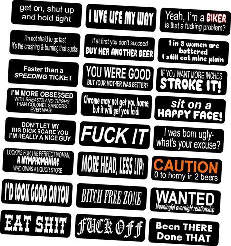 Amazon.com: Helmet Sticker Pack (#3) Funny 24 Pack, Funny Helmet ...