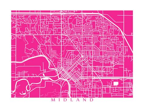 Midland MI Map Michigan Poster | Etsy