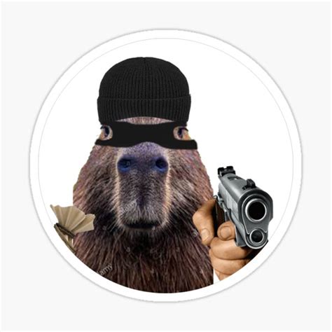 "Capybara Robber Thief Burglar Sticker OK I pull up Funny Meme" Sticker ...