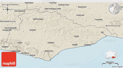 Shaded Relief 3D Map of East Sussex County