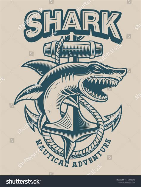 Vector Illustration Shark Anchor Vintage Style Stock Vector (Royalty ...