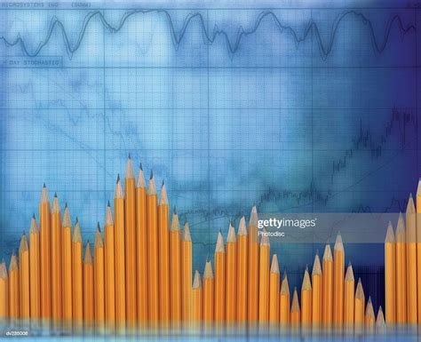 Sharpened Pencils Forming Bar Chart On Blue Graph Chart Background High-Res Vector Graphic ...