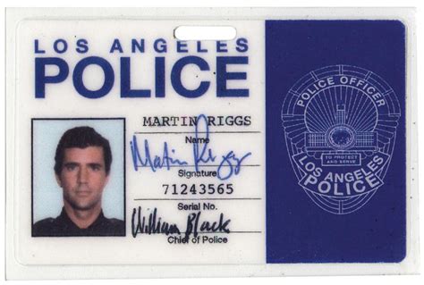 "Martin Riggs" Los Angeles Police ID card created for Lethal