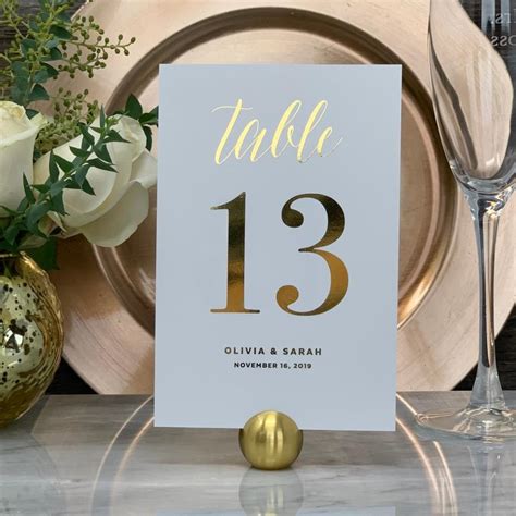 Wedding Table Number, Gold Table Numbers, Elegant Wedding Table Numbers, Personalized Gold Foil ...