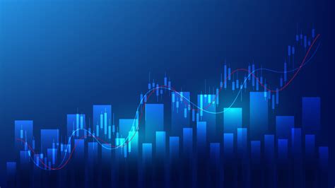 Economy and finance background. financial business statistics with candlesticks and bar chart ...