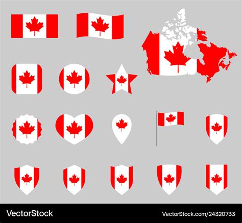 Canada flag icons set canadian flag symbols Vector Image