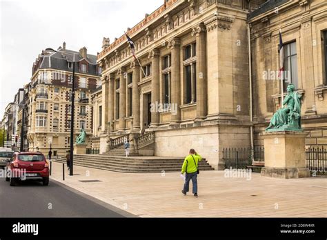 Le Havre, France - MAY 07, 2019: Le Havre city center, main street view, justice hall Stock ...