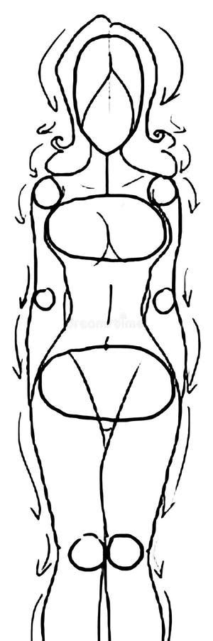 Tutorial De Dibujo Del Cuerpo Femenino. Extraer Lecciones Paso a Paso Del Cuerpo Humano Stock de ...