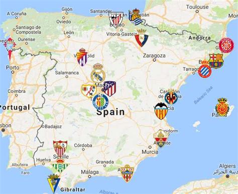 La Liga Map | Clubs - Sport League Maps : Maps of Sports Leagues