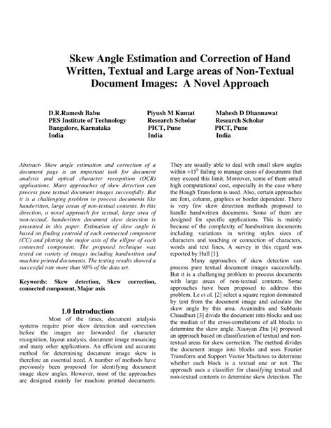 (PDF) Skew Angle Estimation and Correction of Hand Written, Textual and Large areas of Non ...