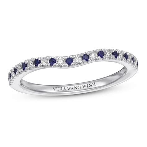 Vera Wang LOVE Sapphire/Diamond Wedding Band 14K White Gold | Womens ...