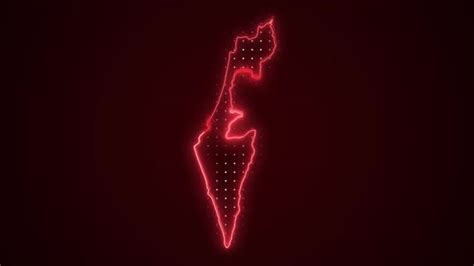 Neon Red Israel Map Borders Outline Loop Background, Backgrounds Motion ...