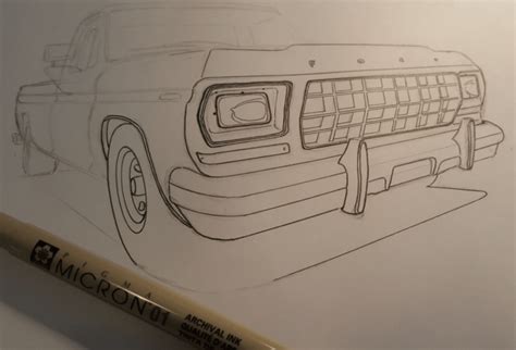 Ford Truck Drawing - Aaron Thomas Art Automotive Artwork Sketch