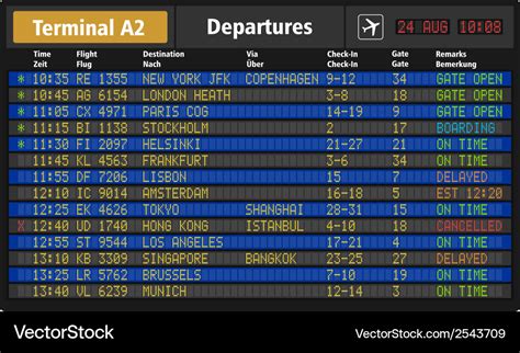 Airport departure board Royalty Free Vector Image