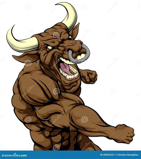 Mean bull mascot fighting stock vector. Illustration of anger - 44055337