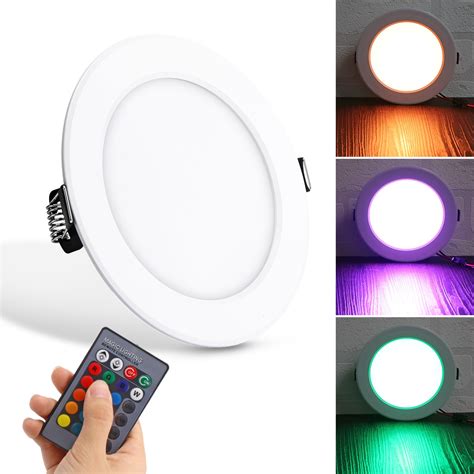 10W Round RGB LED Panel Light Concealed Recessed Ceiling Lamp Downlight ...