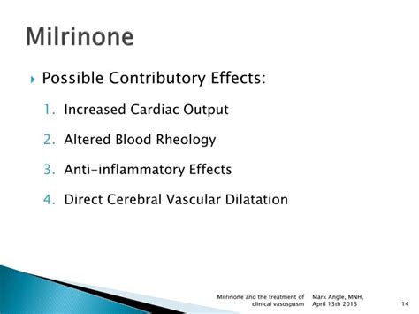 PPT - Milrinone and the treatment of clinical vasospasm : The MNH Protocol PowerPoint ...