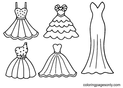 Princess Frock Coloring Page Design Template | lupon.gov.ph