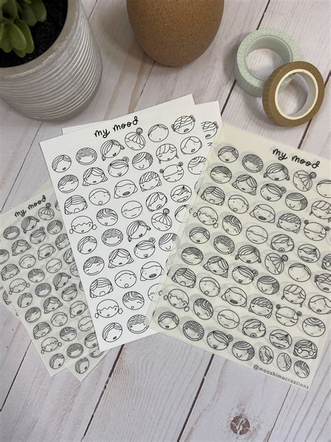 Mood Planner Stickers Mood Tracker Stickers Fun Journaling Stickers Faces Stickers - Etsy