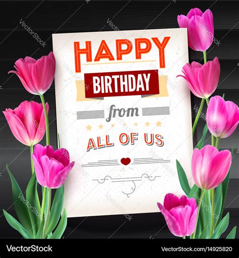 Happy birthday vintage text poster composition Vector Image